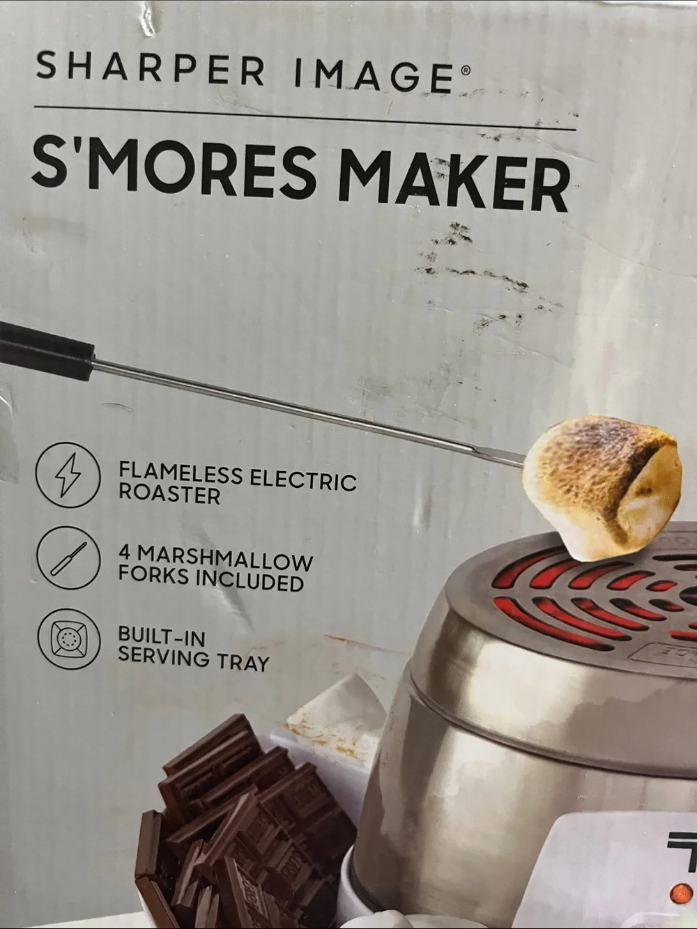 NEW Sharper Image Silver and Red S'mores Maker with Serving Tray